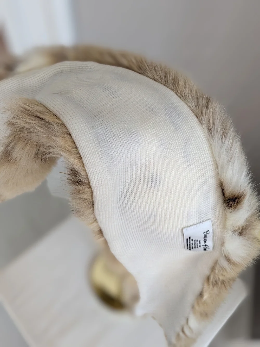 Dillard's Preston & York Faux Fur Scarf in Cream and Brown